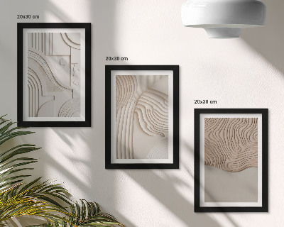 Lot de 3 tableaux Motifs abstraits dans les tons beige et blanc