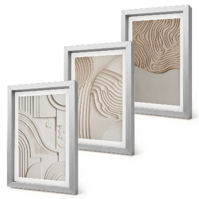 Lot de 3 tableaux Motifs abstraits dans les tons beige et blanc