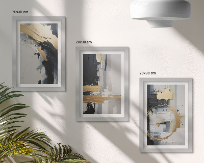 Ensemble de 3 tableaux Compositions de peinture abstraite en noir et blanc
