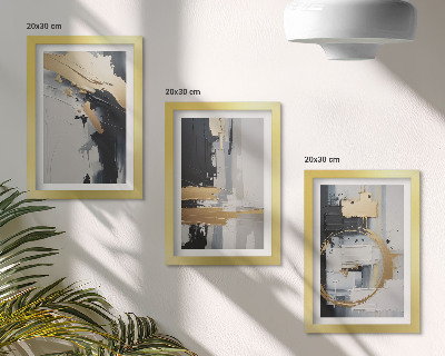 Ensemble de 3 tableaux Compositions de peinture abstraite en noir et blanc