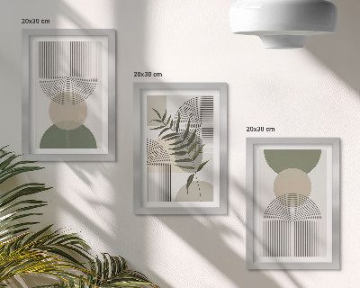 Mur de cadres Formes abstraites dans des tons de vert et de beige