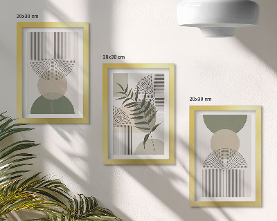Mur de cadres Formes abstraites dans des tons de vert et de beige