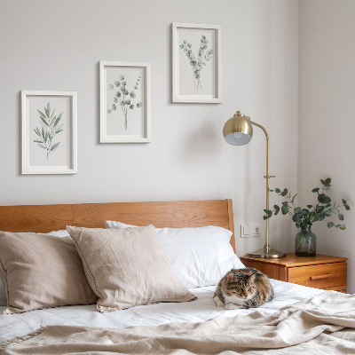 Lot de 3 tableaux Motifs végétaux dans des tons de vert et de gris