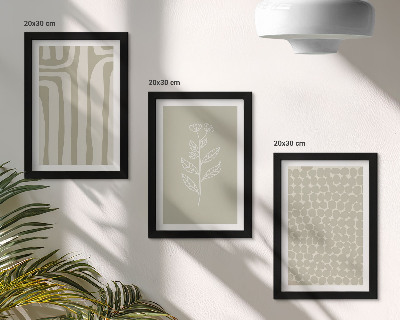 Ensemble de 3 tableaux Motifs végétaux et géométriques aux couleurs douces