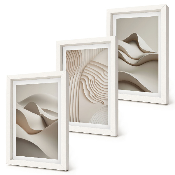 Mur de cadres Vagues et structures abstraites dans des tons beiges
