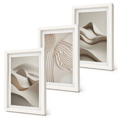 Mur de cadres Vagues et structures abstraites dans des tons beiges