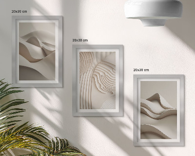 Mur de cadres Vagues et structures abstraites dans des tons beiges