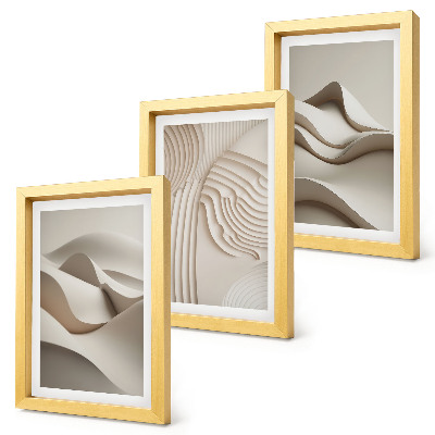 Mur de cadres Vagues et structures abstraites dans des tons beiges