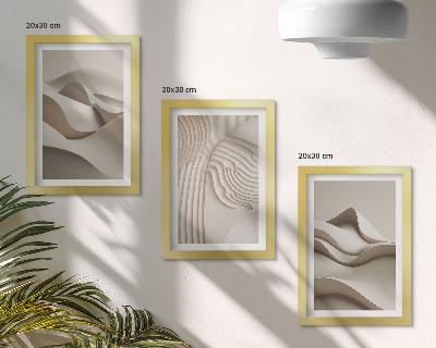 Mur de cadres Vagues et structures abstraites dans des tons beiges