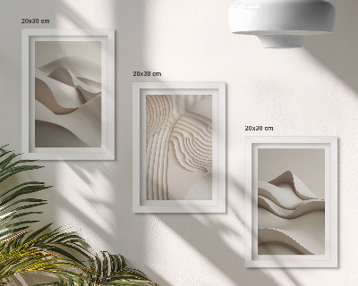 Mur de cadres Vagues et structures abstraites dans des tons beiges