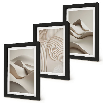 Mur de cadres Vagues et structures abstraites dans des tons beiges