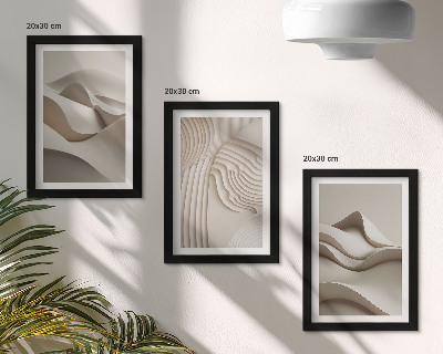 Mur de cadres Vagues et structures abstraites dans des tons beiges