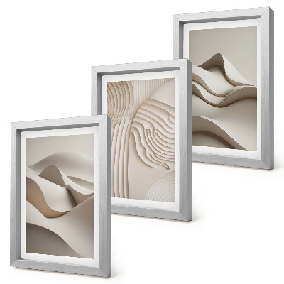 Mur de cadres Vagues et structures abstraites dans des tons beiges