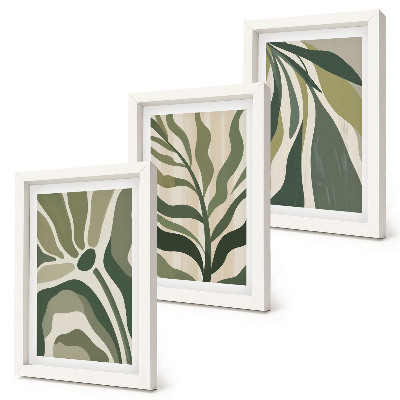 Lot de 3 tableaux Illustrations de feuilles peintes dans des tons de vert