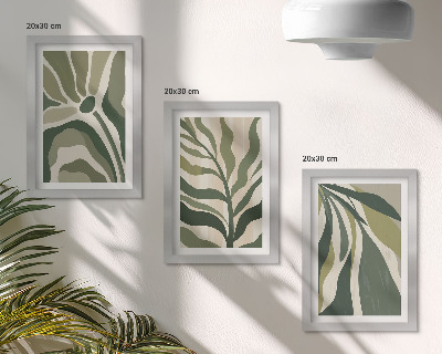 Lot de 3 tableaux Illustrations de feuilles peintes dans des tons de vert