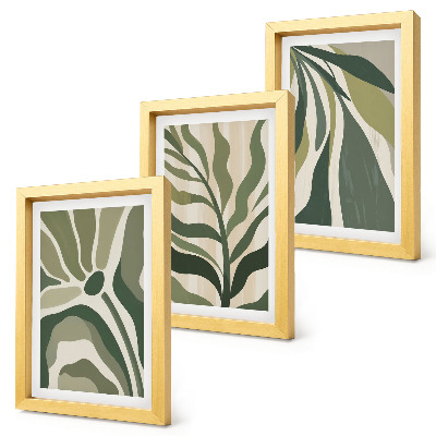 Lot de 3 tableaux Illustrations de feuilles peintes dans des tons de vert