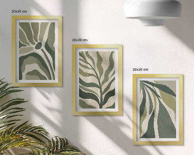 Lot de 3 tableaux Illustrations de feuilles peintes dans des tons de vert