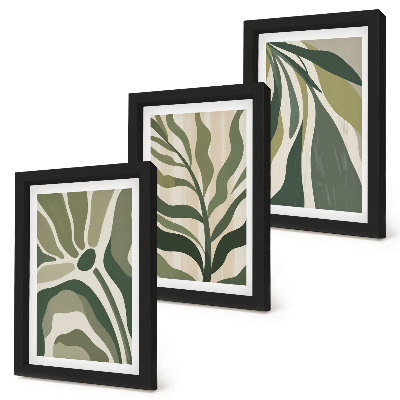 Lot de 3 tableaux Illustrations de feuilles peintes dans des tons de vert