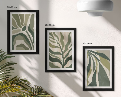Lot de 3 tableaux Illustrations de feuilles peintes dans des tons de vert
