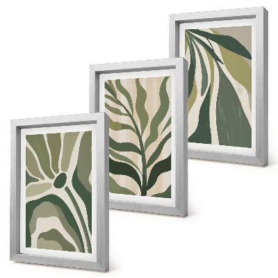 Lot de 3 tableaux Illustrations de feuilles peintes dans des tons de vert