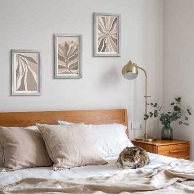 Mur de cadres Motifs végétaux abstraits dans des tons beige et brun