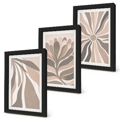 Mur de cadres Motifs végétaux abstraits dans des tons beige et brun