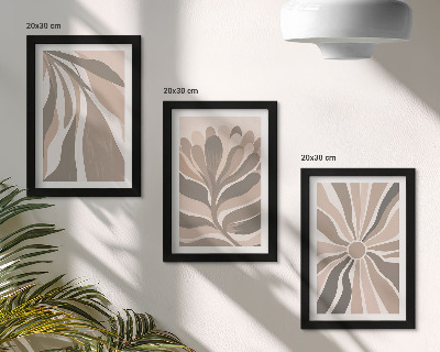 Mur de cadres Motifs végétaux abstraits dans des tons beige et brun