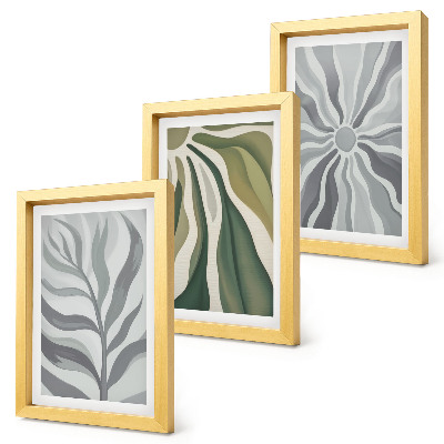 Lot de 3 tableaux Motifs végétaux dans des tons de vert et de gris