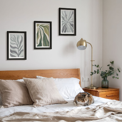 Lot de 3 tableaux Motifs végétaux dans des tons de vert et de gris