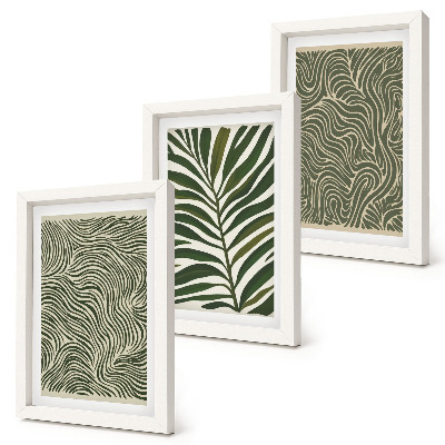 Lot de 3 tableaux Motifs abstraits avec des feuilles et des formes ondulées