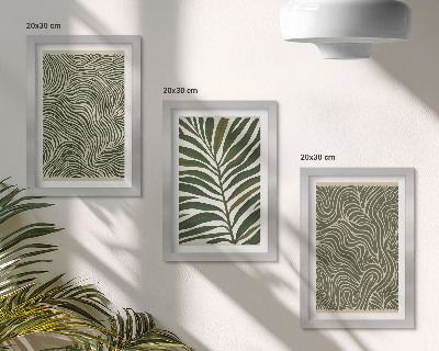 Lot de 3 tableaux Motifs abstraits avec des feuilles et des formes ondulées