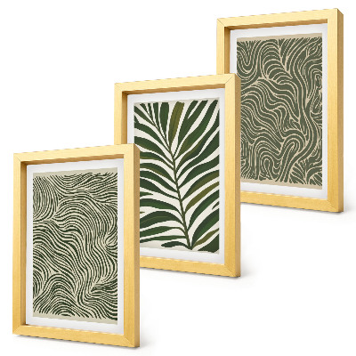 Lot de 3 tableaux Motifs abstraits avec des feuilles et des formes ondulées
