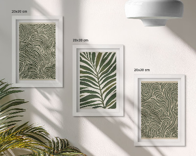 Lot de 3 tableaux Motifs abstraits avec des feuilles et des formes ondulées