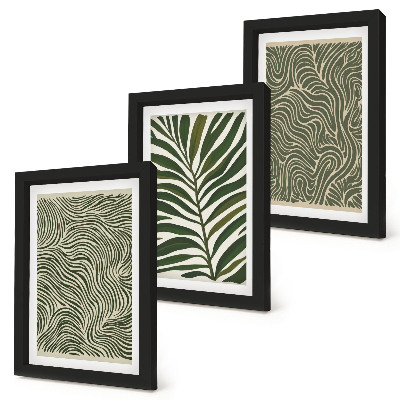 Lot de 3 tableaux Motifs abstraits avec des feuilles et des formes ondulées