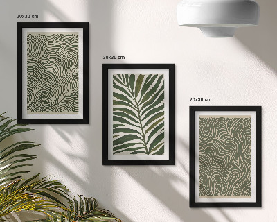 Lot de 3 tableaux Motifs abstraits avec des feuilles et des formes ondulées