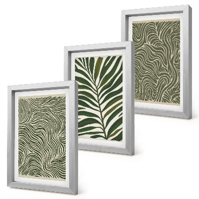 Lot de 3 tableaux Motifs abstraits avec des feuilles et des formes ondulées