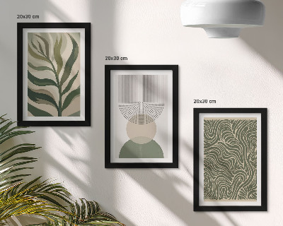 Ensemble de 3 tableaux Feuilles et formes géométriques abstraites