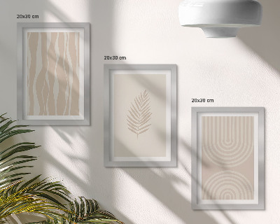 Mur de cadres Motifs dans les tons beiges avec des motifs végétaux