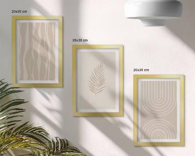 Mur de cadres Motifs dans les tons beiges avec des motifs végétaux