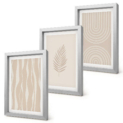 Mur de cadres Motifs dans les tons beiges avec des motifs végétaux