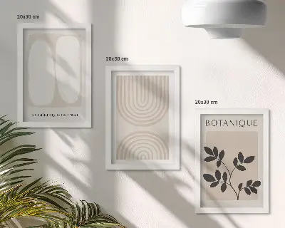 Lot de 3 tableaux affiches bohèmes aux motifs végétaux abstraits