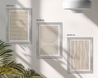 Mur de cadres Motifs abstraits dans les tons beige et blanc