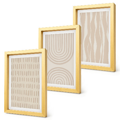 Mur de cadres Motifs abstraits dans les tons beige et blanc