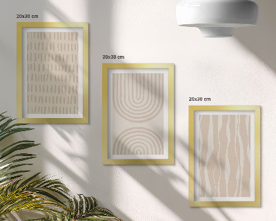 Mur de cadres Motifs abstraits dans les tons beige et blanc