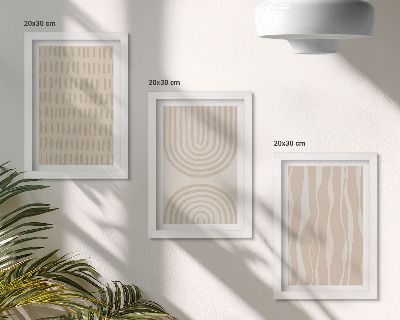 Mur de cadres Motifs abstraits dans les tons beige et blanc