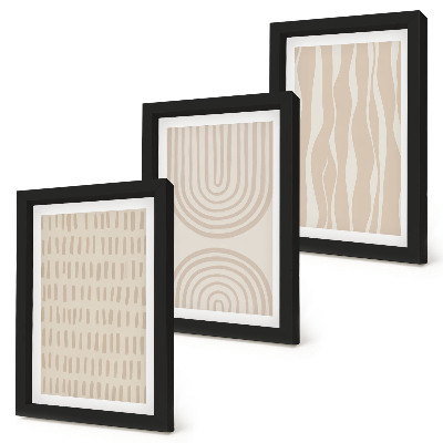 Mur de cadres Motifs abstraits dans les tons beige et blanc