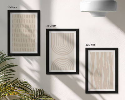 Mur de cadres Motifs abstraits dans les tons beige et blanc