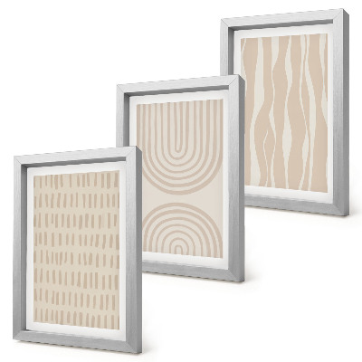 Mur de cadres Motifs abstraits dans les tons beige et blanc