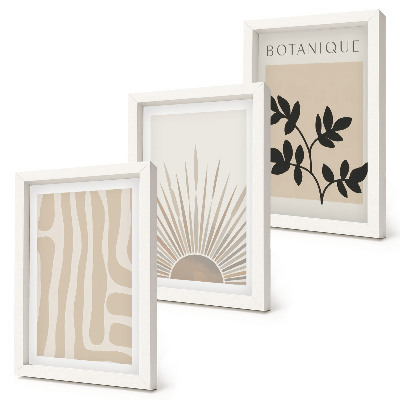 Lot de 3 tableaux Motifs abstraits à accents floraux dans des tons neutres