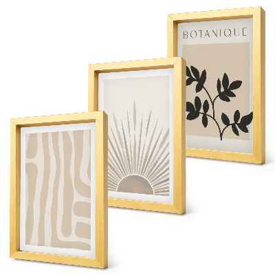 Lot de 3 tableaux Motifs abstraits à accents floraux dans des tons neutres